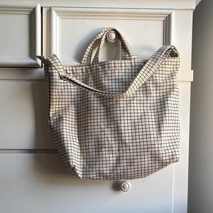 BAGGU natural grid canvas tote duck bag